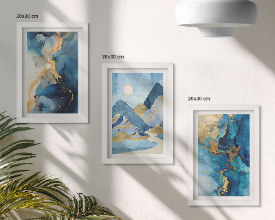 Photo frame wall Blue mountains with abstract pattern elements