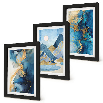 Photo frame wall Blue mountains with abstract pattern elements
