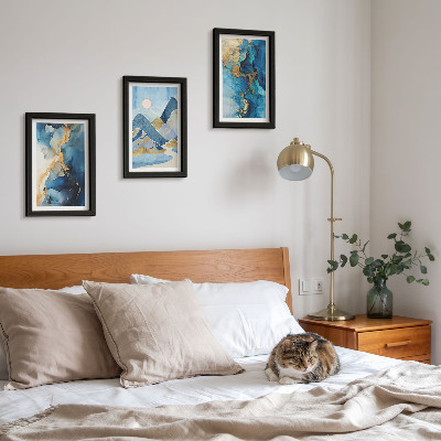 Photo frame wall Blue mountains with abstract pattern elements