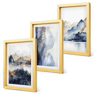 Photo frame wall Mountain landscapes with blue and gray tones