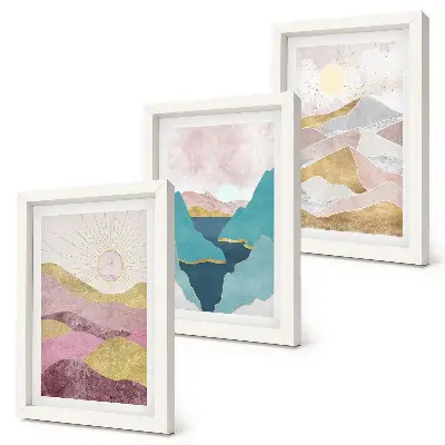 3-piece abstract mountain and sun wall art set abstract landscapes depicting mountains and sun
