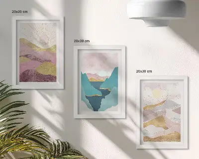 3-piece abstract mountain and sun wall art set abstract landscapes depicting mountains and sun