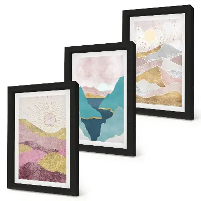 3-piece abstract mountain and sun wall art set abstract landscapes depicting mountains and sun