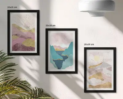 3-piece abstract mountain and sun wall art set abstract landscapes depicting mountains and sun