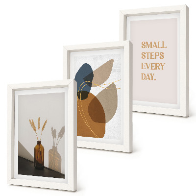 Framed triptych Abstract shapes and natural accents included