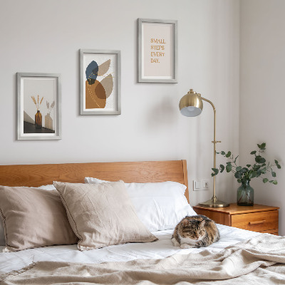 Framed triptych Abstract shapes and natural accents included