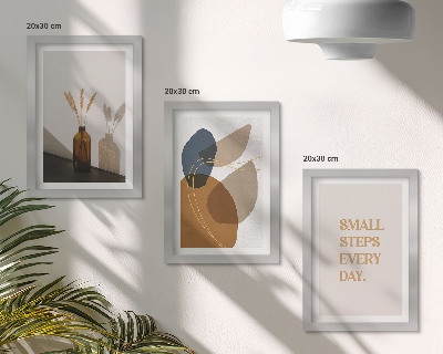 Framed triptych Abstract shapes and natural accents included