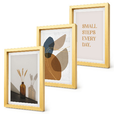 Framed triptych Abstract shapes and natural accents included