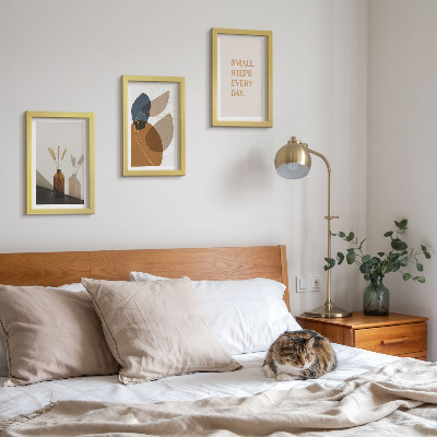 Framed triptych Abstract shapes and natural accents included