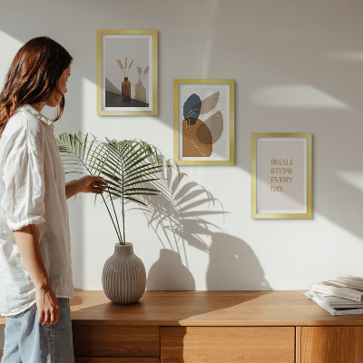 Framed triptych Abstract shapes and natural accents included