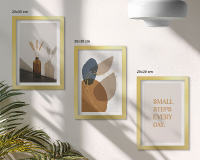 Framed triptych Abstract shapes and natural accents included