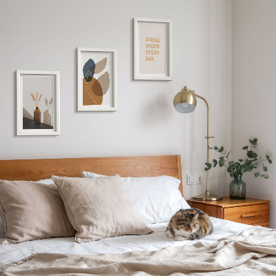 Framed triptych Abstract shapes and natural accents included