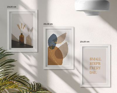 Framed triptych Abstract shapes and natural accents included