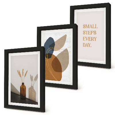 Framed triptych Abstract shapes and natural accents included