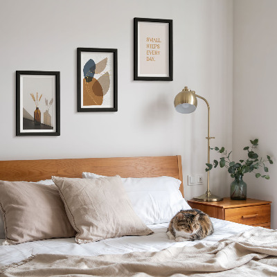 Framed triptych Abstract shapes and natural accents included