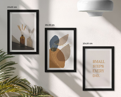 Framed triptych Abstract shapes and natural accents included
