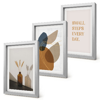 Framed triptych Abstract shapes and natural accents included