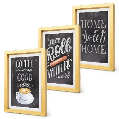 Photo frame wall gallery set with a coffee and home warmth theme