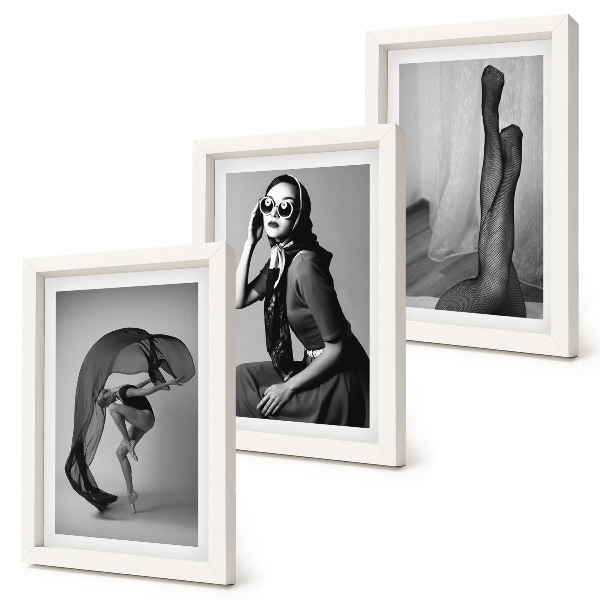 Framed triptych Stylish black and white portraits of women in elegant poses
