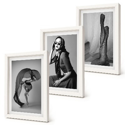 Framed triptych Stylish black and white portraits of women in elegant poses