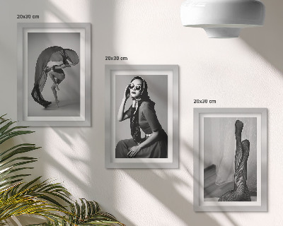 Framed triptych Stylish black and white portraits of women in elegant poses