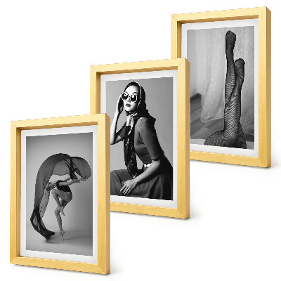 Framed triptych Stylish black and white portraits of women in elegant poses