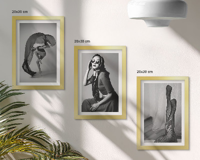 Framed triptych Stylish black and white portraits of women in elegant poses