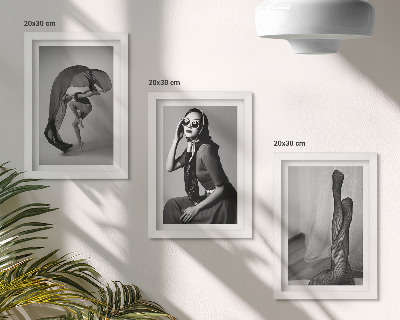 Framed triptych Stylish black and white portraits of women in elegant poses