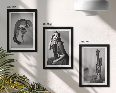 Framed triptych Stylish black and white portraits of women in elegant poses