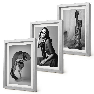 Framed triptych Stylish black and white portraits of women in elegant poses