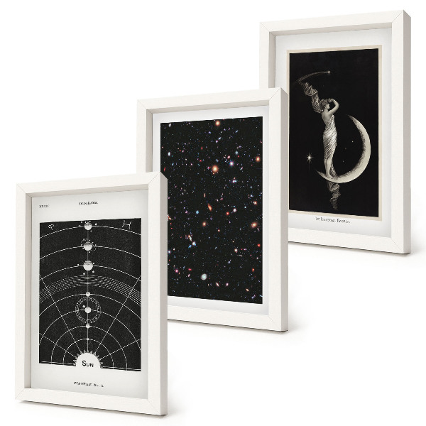 3-piece wall art set Solar system galaxy night figure on the moon