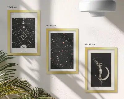 Solar system galaxy wall art set 3-piece canvas print with moon and night sky design