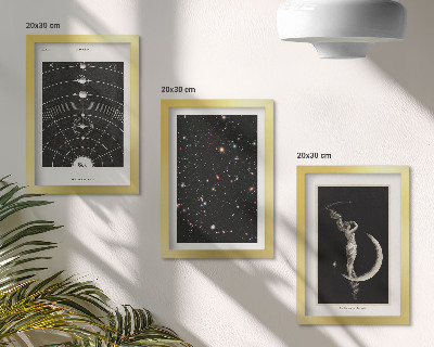 3-piece wall art set Solar system galaxy night figure on the moon