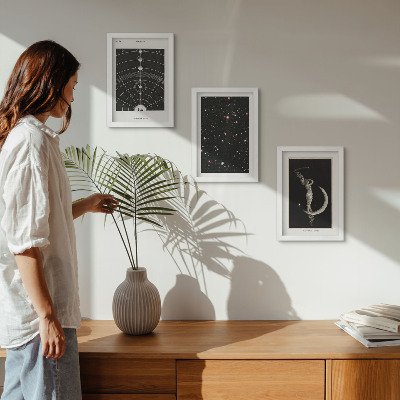 3-piece wall art set Solar system galaxy night figure on the moon