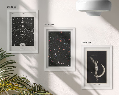 3-piece wall art set Solar system galaxy night figure on the moon