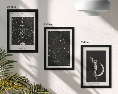 3-piece wall art set Solar system galaxy night figure on the moon