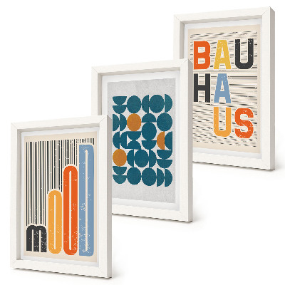 Framed triptych Geometric patterns posters Bauhaus style