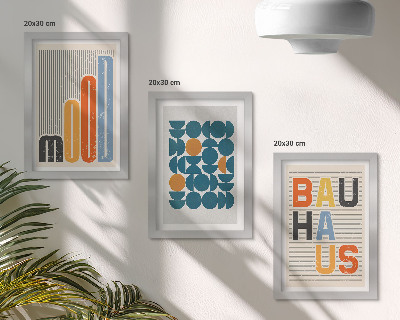 Framed triptych Geometric patterns posters Bauhaus style