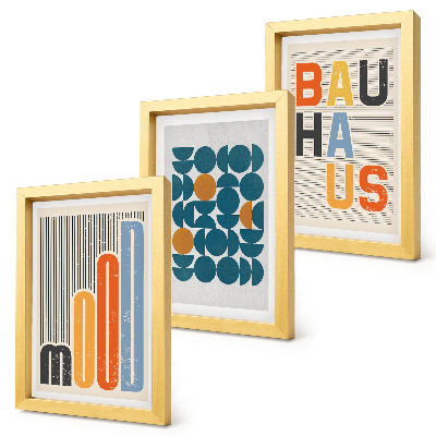 Framed triptych Geometric patterns posters Bauhaus style