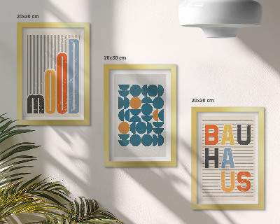 Framed triptych Geometric patterns posters Bauhaus style