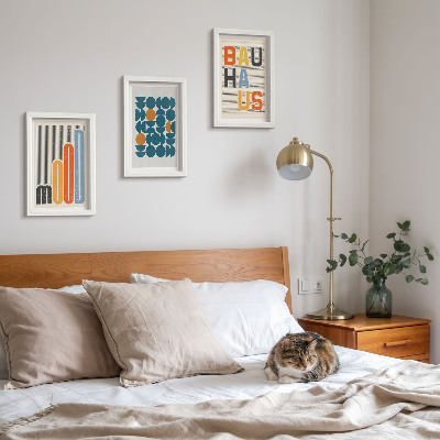 Framed triptych Geometric patterns posters Bauhaus style