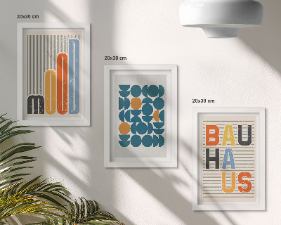 Framed triptych Geometric patterns posters Bauhaus style