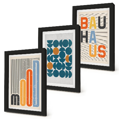 Framed triptych Geometric patterns posters Bauhaus style