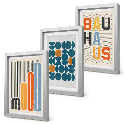 Framed triptych Geometric patterns posters Bauhaus style