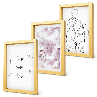 3-piece wall art set Flowers and family in a minimalist design