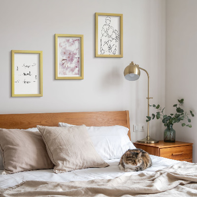 3-piece wall art set Flowers and family in a minimalist design