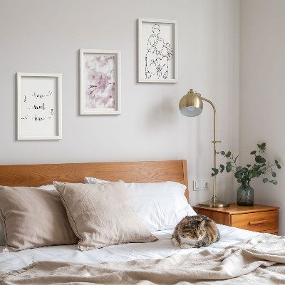 3-piece wall art set Flowers and family in a minimalist design