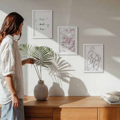 3-piece wall art set Flowers and family in a minimalist design