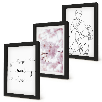 3-piece wall art set Flowers and family in a minimalist design