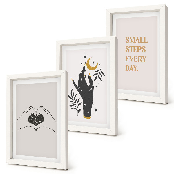 Framed triptych Minimalist illustrations inspiring boho text